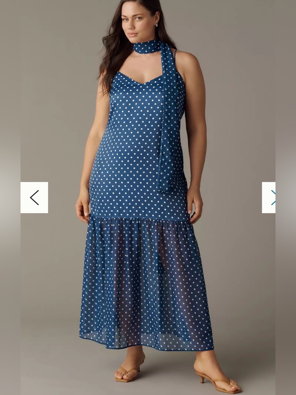 NWOT size Large Anthropologie Maeve Sleeveless tiered scarf midi polka dot dress